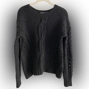 VINCE Wool Cable Knit Gray Crewneck Sweater Size Small